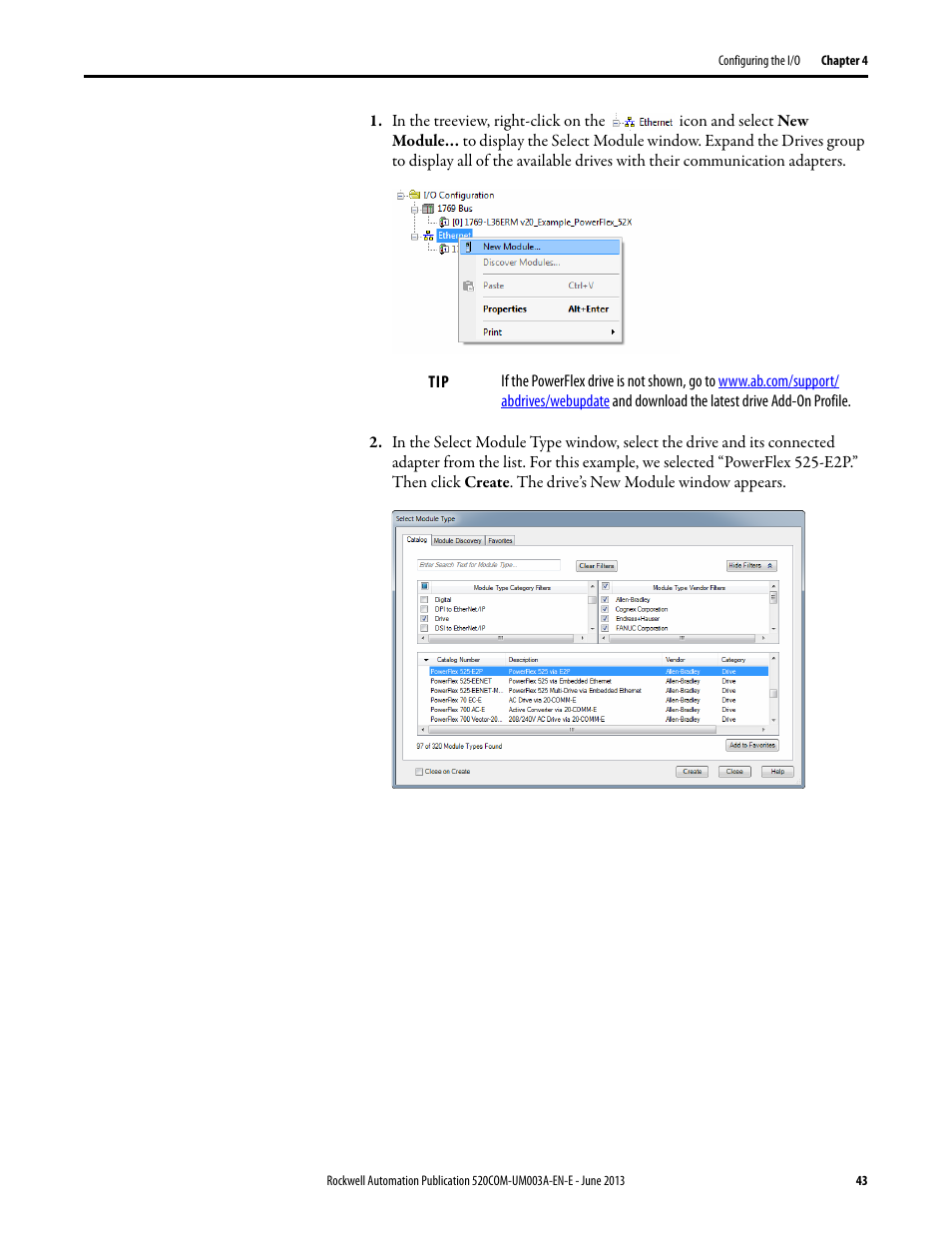 Rockwell Automation 25-COMM-E2P PowerFlex 25-COMM-E2P Dual-Port EtherNet/IP Adapter User Manual | Page 43 / 172