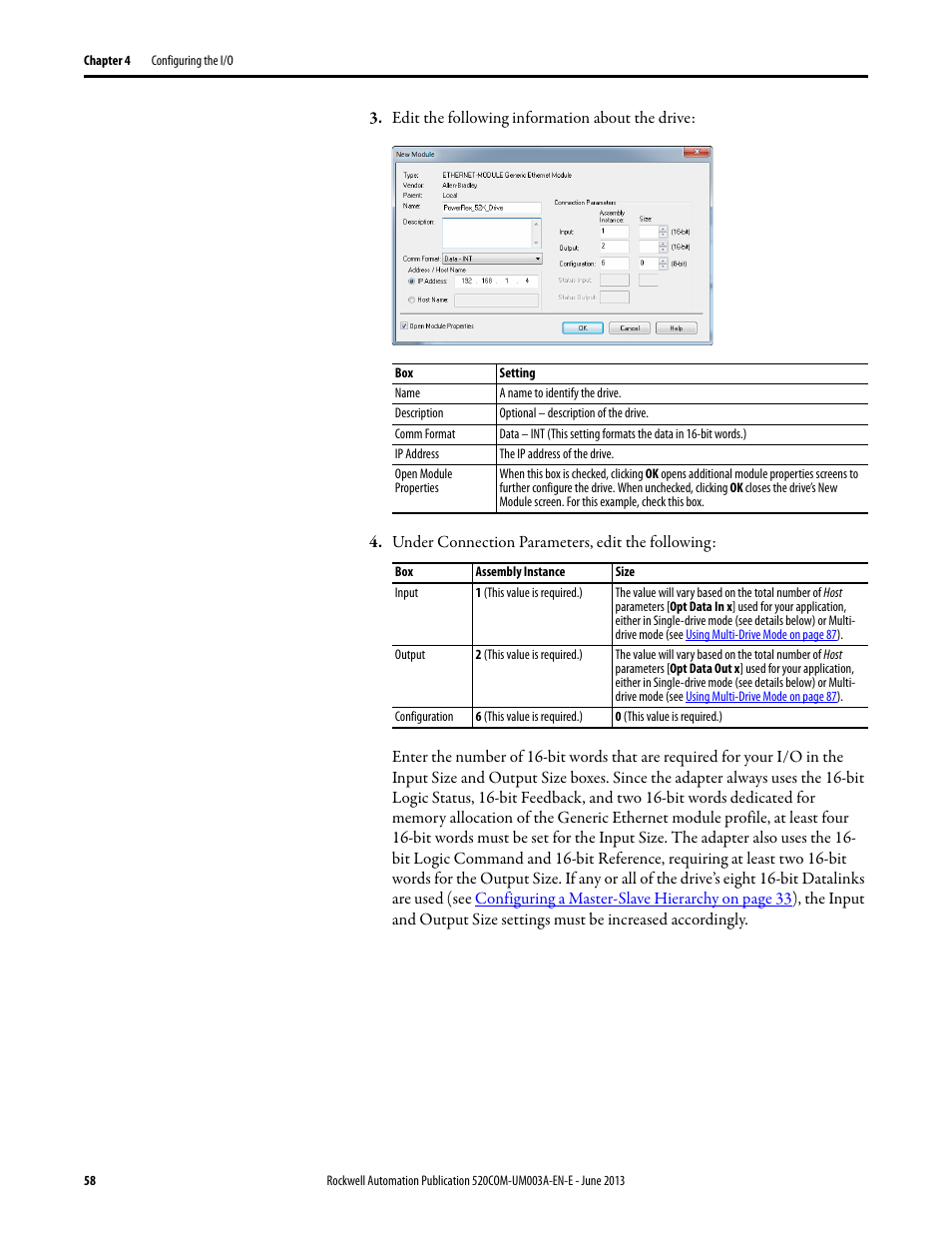 Rockwell Automation 25-COMM-E2P PowerFlex 25-COMM-E2P Dual-Port EtherNet/IP Adapter User Manual | Page 58 / 172