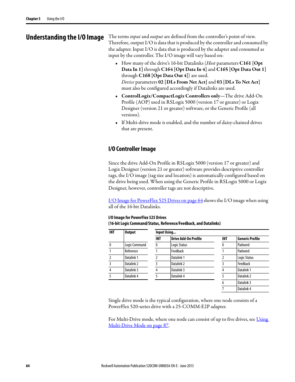 Understanding the i/o image, I/o controller image | Rockwell Automation 25-COMM-E2P PowerFlex 25-COMM-E2P Dual-Port EtherNet/IP Adapter User Manual | Page 64 / 172