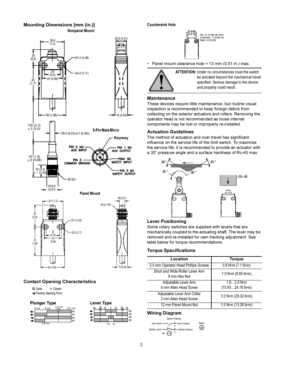 Rockwell Automation 440P Small Metal Safety Switches (5-Pin) User Manual | Page 2 / 4