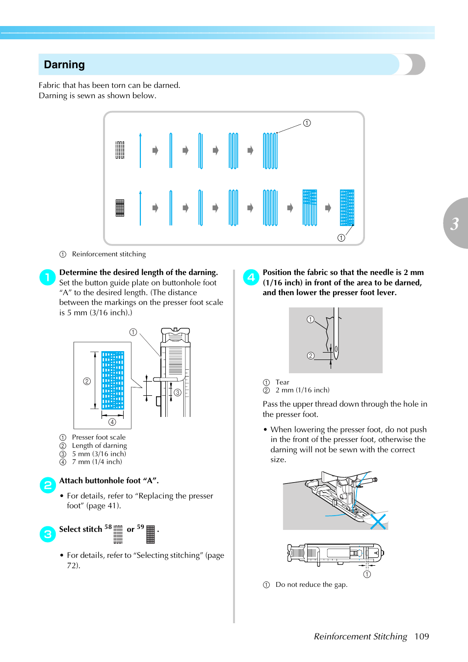 Darning | Brother NX-450 User Manual | Page 110 / 155