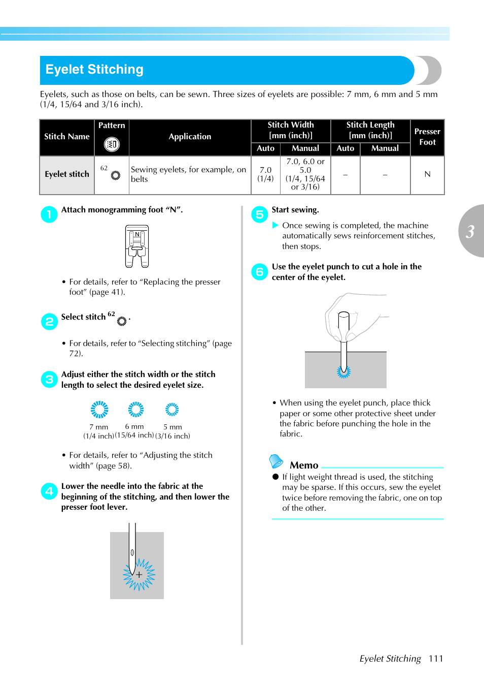 Eyelet stitching | Brother NX-450 User Manual | Page 112 / 155