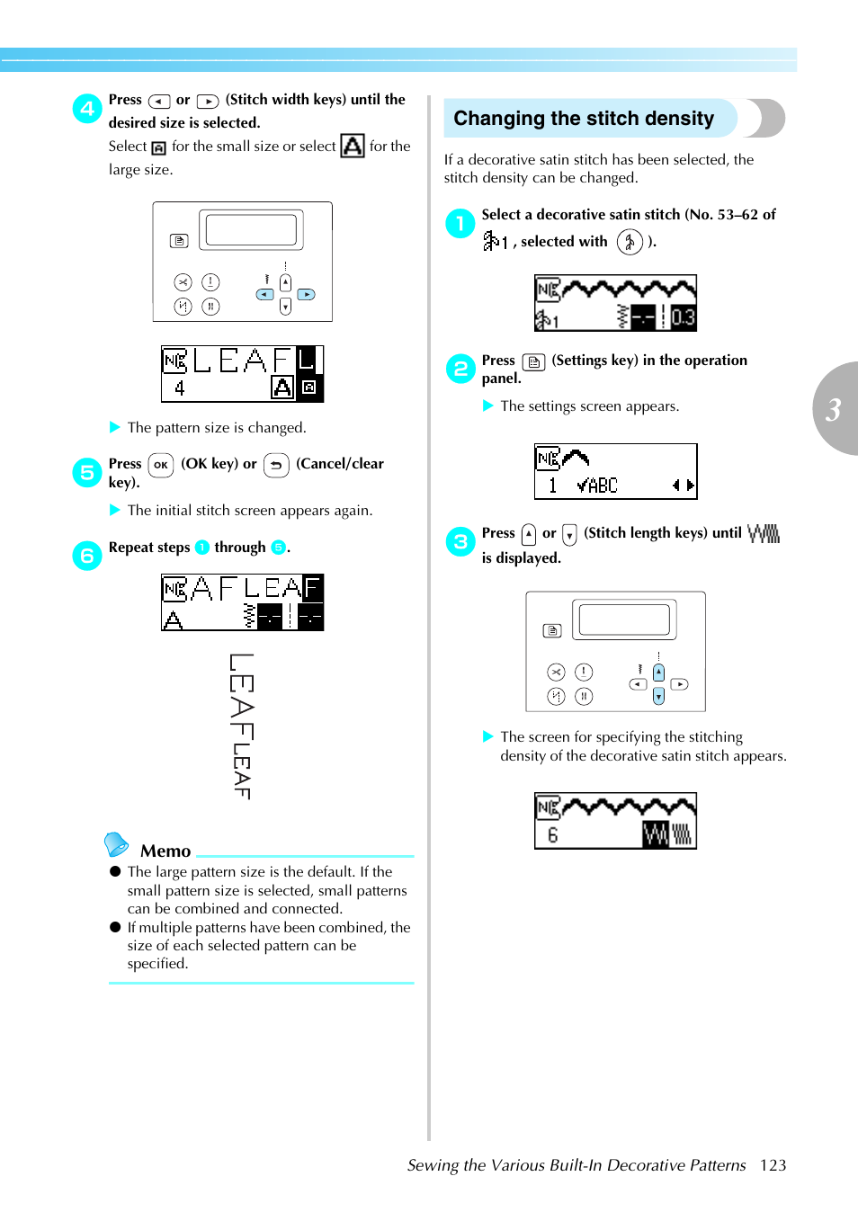 Changing the stitch density | Brother NX-450 User Manual | Page 124 / 155