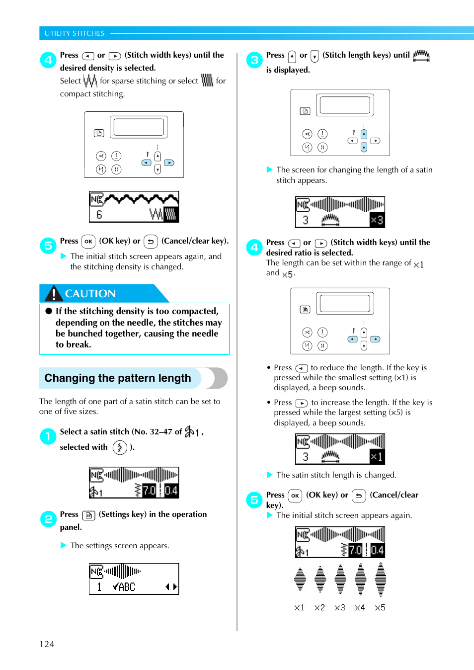 Caution changing the pattern length | Brother NX-450 User Manual | Page 125 / 155