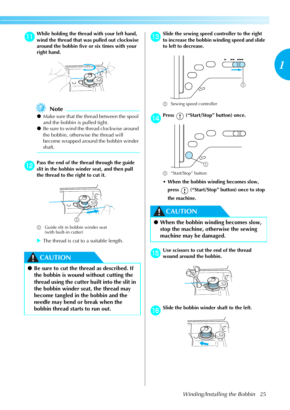 Caution | Brother NX-450 User Manual | Page 26 / 155