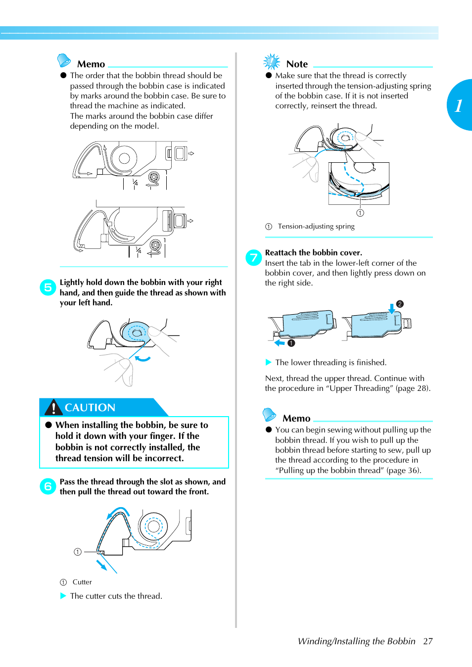 Caution | Brother NX-450 User Manual | Page 28 / 155