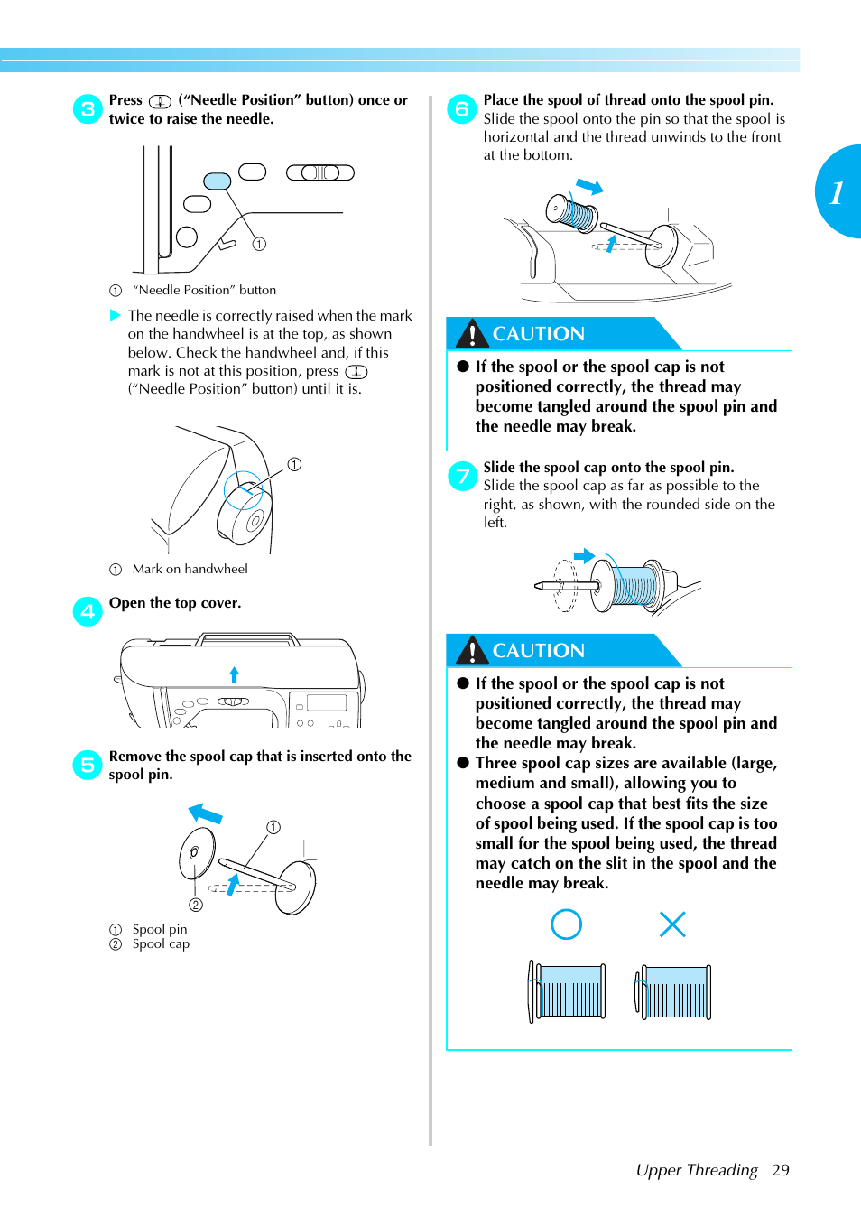 Caution | Brother NX-450 User Manual | Page 30 / 155
