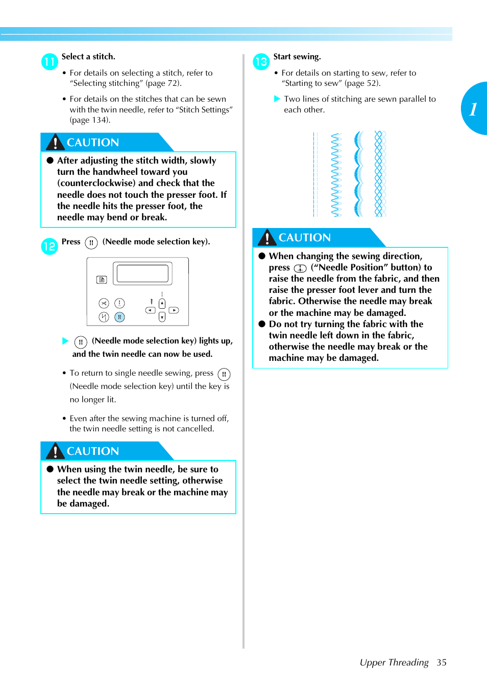 Caution | Brother NX-450 User Manual | Page 36 / 155