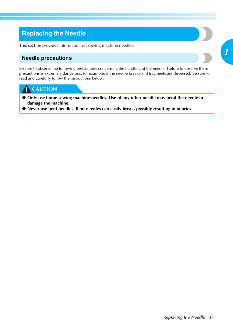 Replacing the needle | Brother NX-450 User Manual | Page 38 / 155