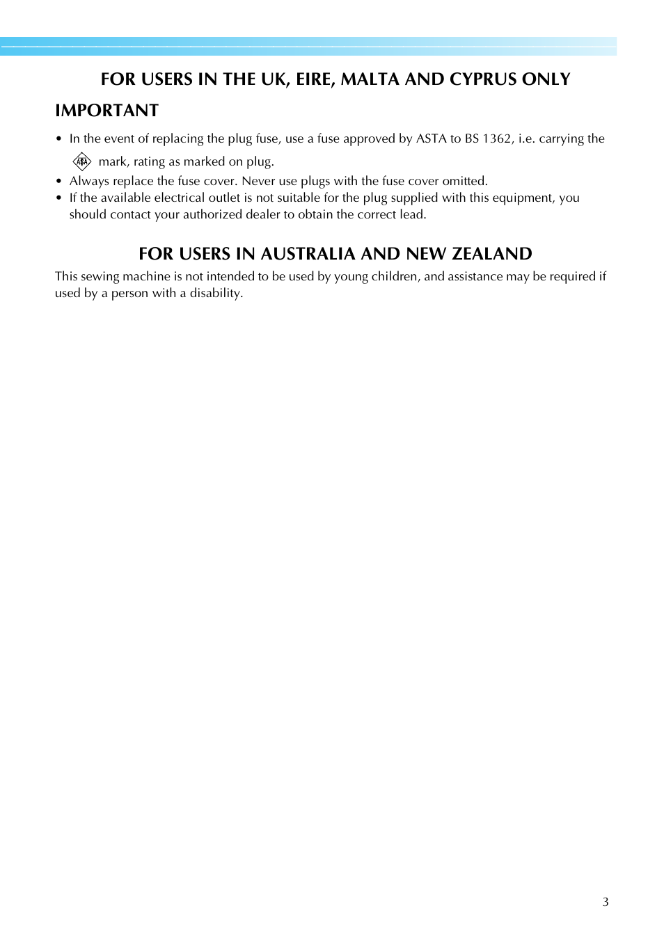 For users in australia and new zealand | Brother NX-450 User Manual | Page 4 / 155