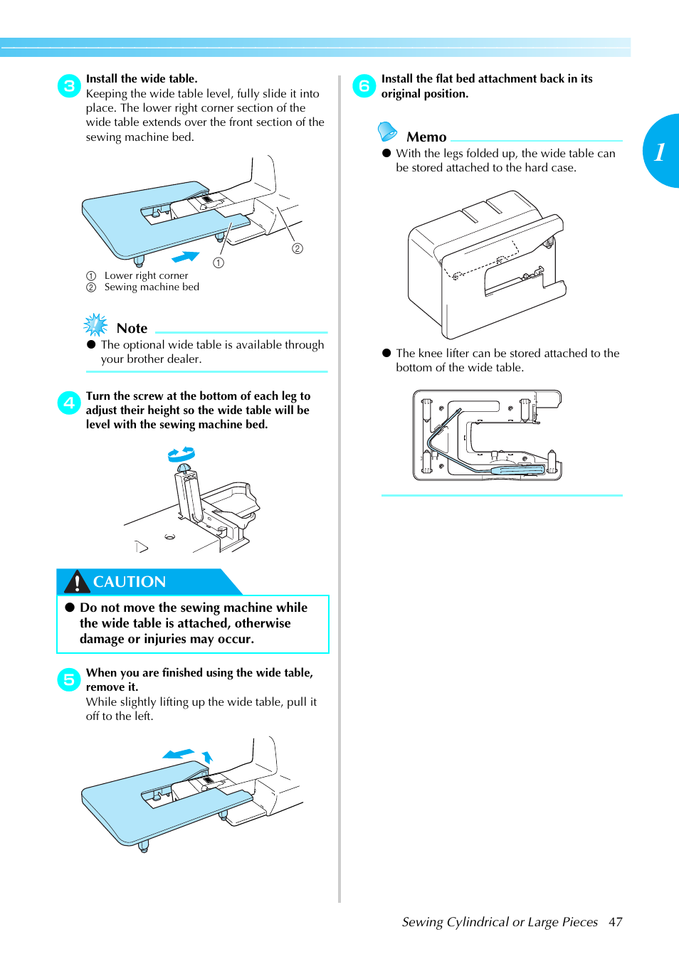 Caution | Brother NX-450 User Manual | Page 48 / 155