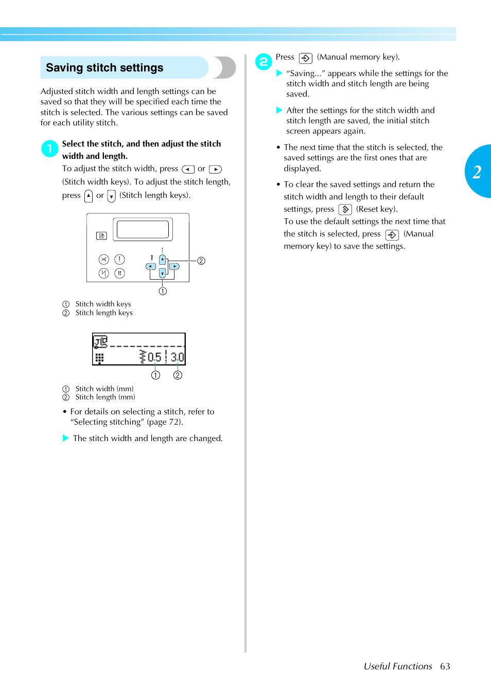 Saving stitch settings | Brother NX-450 User Manual | Page 64 / 155