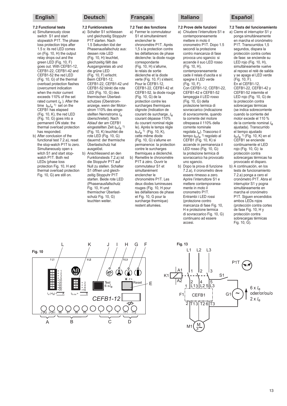 Cefb1-12, English deutsch français italiano español | Rockwell Automation 193-EIMD Electronic Motor Protection Relay User Manual | Page 13 / 16