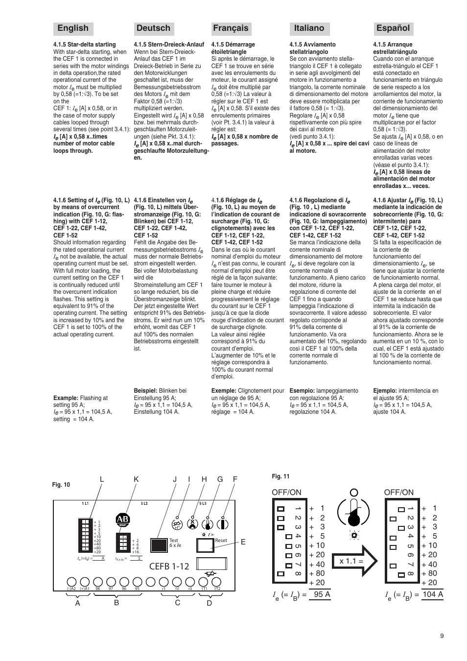 Cefb 1-12, English deutsch français italiano español | Rockwell Automation 193-EIMD Electronic Motor Protection Relay User Manual | Page 9 / 16