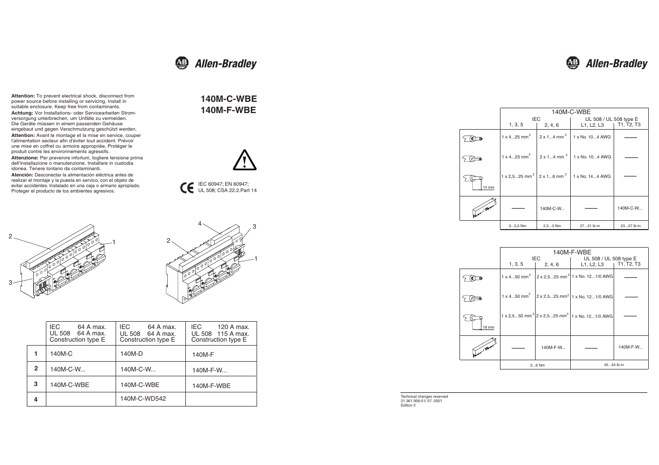 Rockwell Automation 140M Compact Busbars for 140M-C / -D / -F User Manual | 1 page