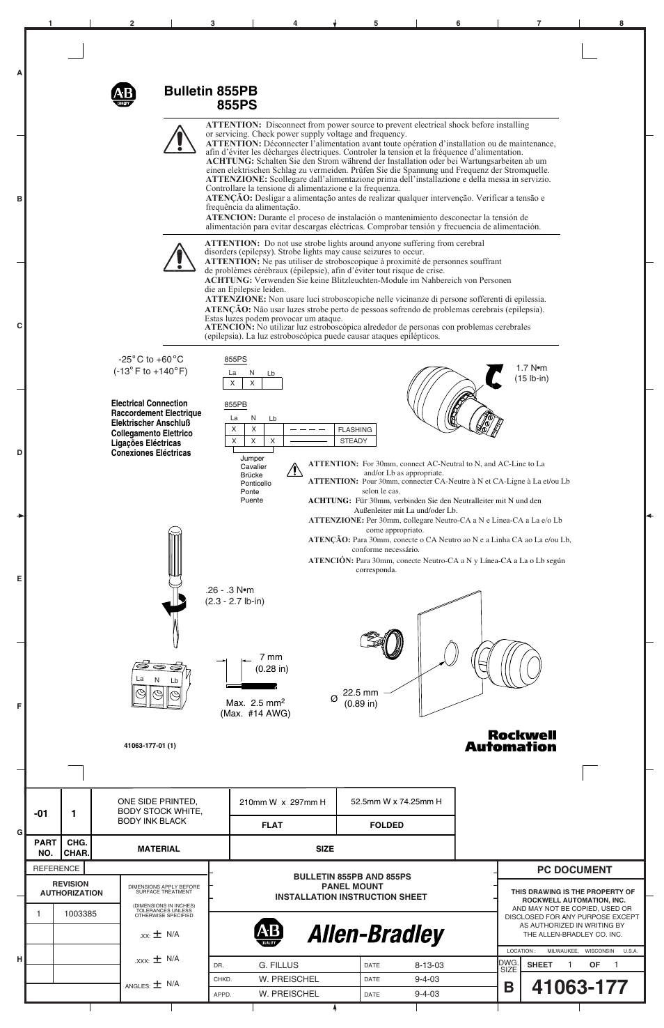 Rockwell Automation 800F-P_ _ _ Pendant Stations User Manual | 1 page