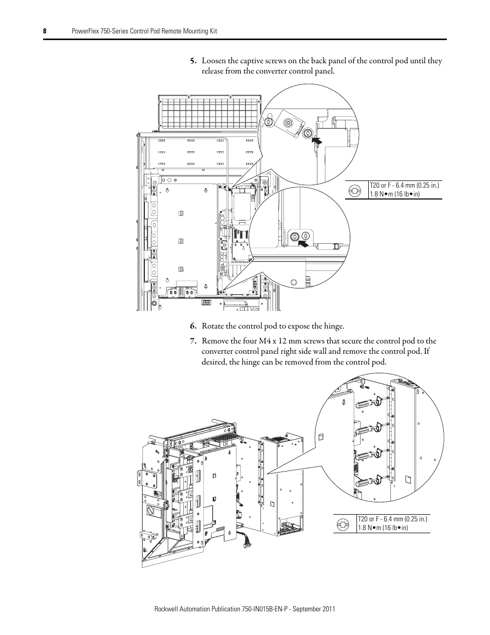 Rockwell Automation 21G 750-Series POD Remote Mounting Kit User Manual | Page 8 / 16