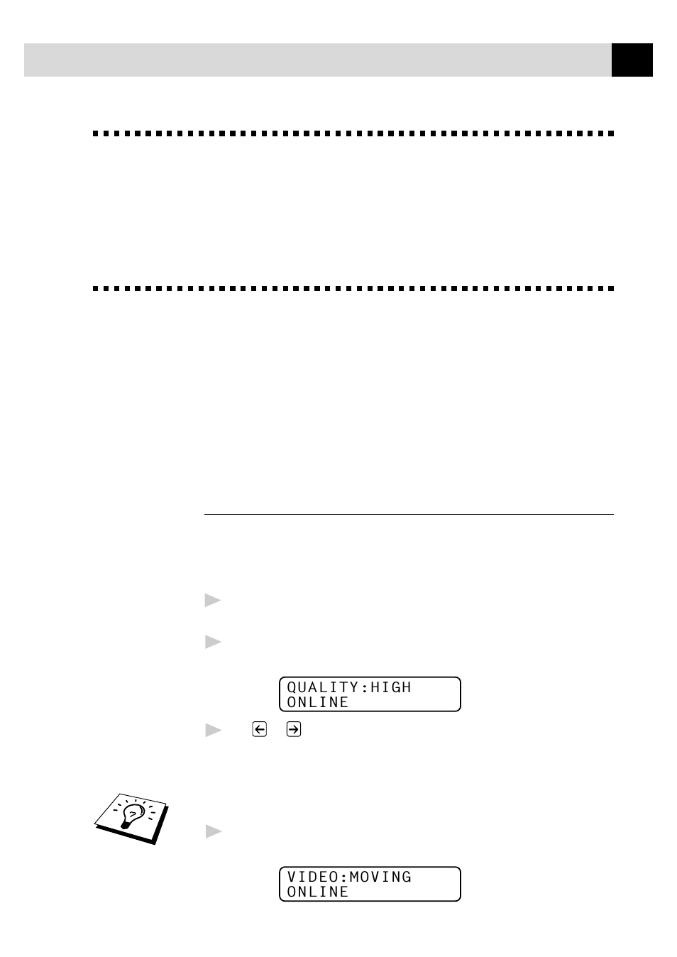 Black & white video printing, Video print quality – temporary settings, Using the copy quality key | Brother MFC-730 User Manual | Page 135 / 218