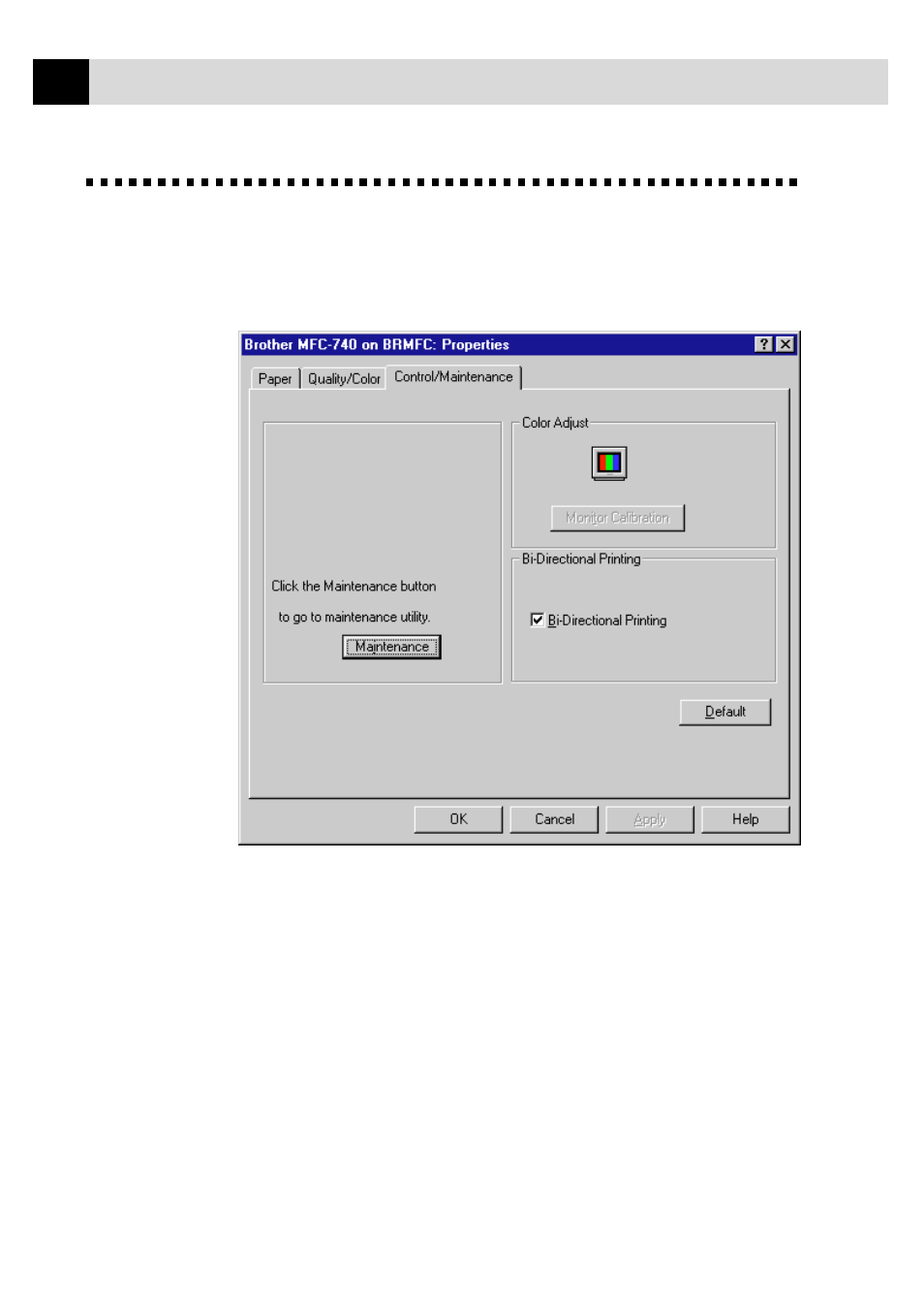 The control/maintenance tab | Brother MFC-730 User Manual | Page 174 / 218