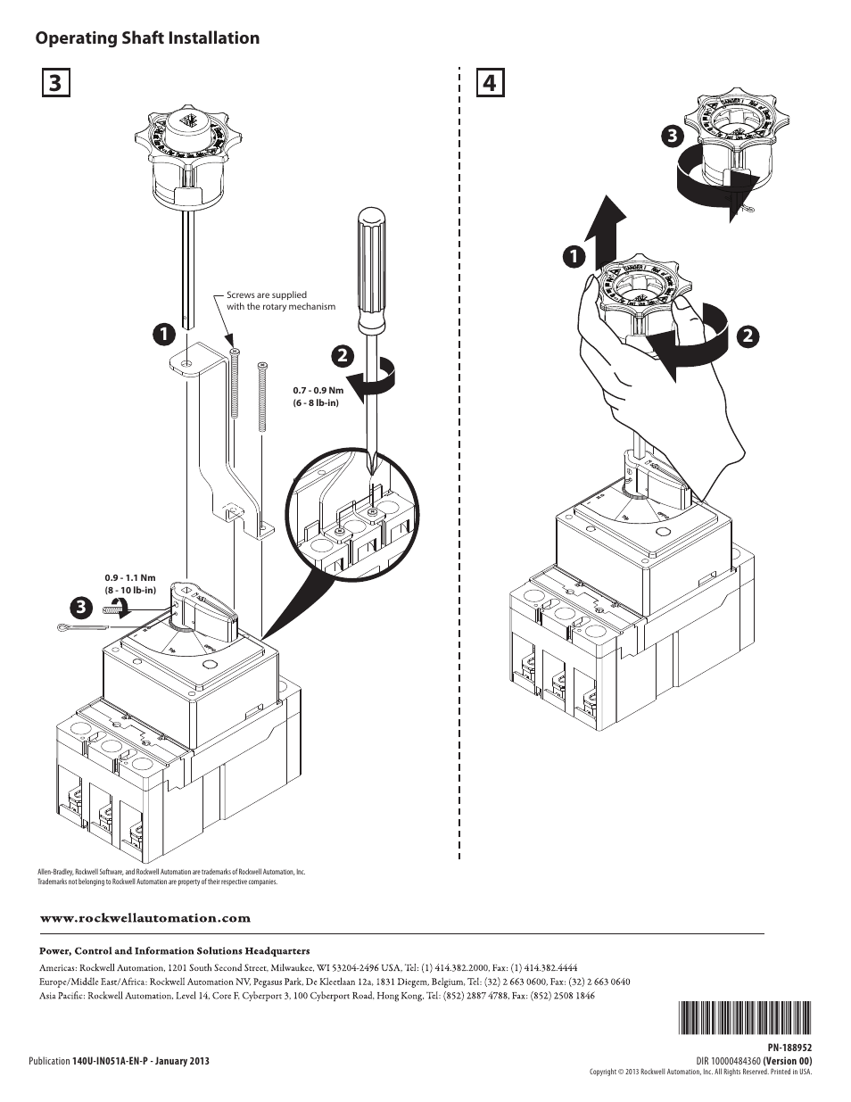 Rockwell Automation 140U-xxx NFPA 79 Internal Rotary Operating Handle User Manual | Page 2 / 2