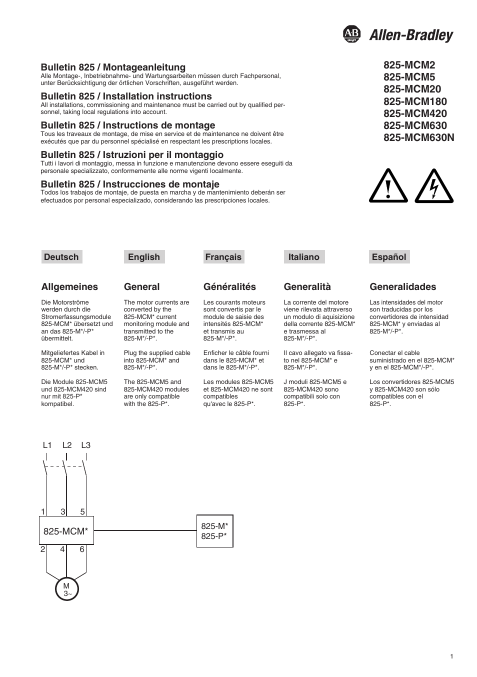 Rockwell Automation 825 Current Monitoring Modules User Manual | 5 pages