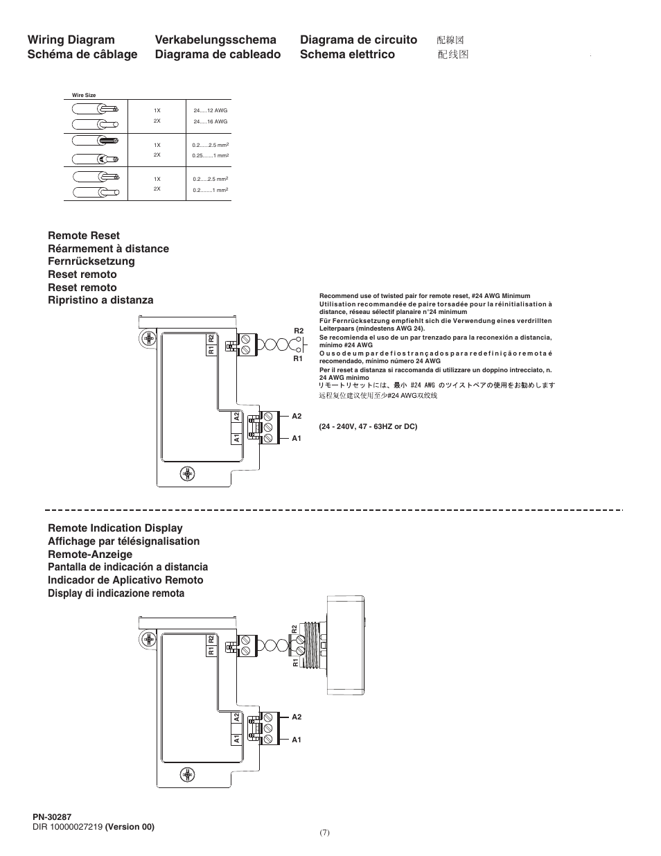 Wiring diagram | Rockwell Automation 193-ERR E1 PLUS Remote Reset Accessory Module User Manual | Page 7 / 8