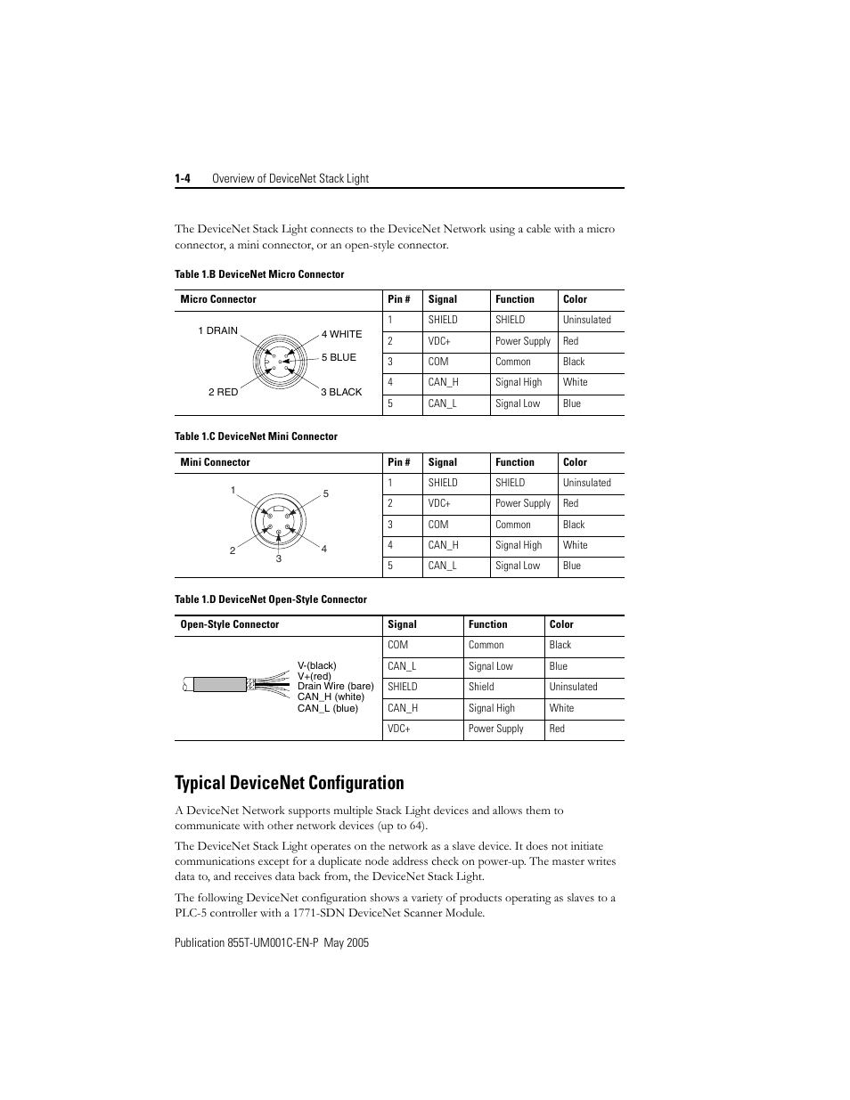 Typical devicenet configuration | Rockwell Automation 855T DeviceNet Stack Light User Manual User Manual | Page 12 / 72