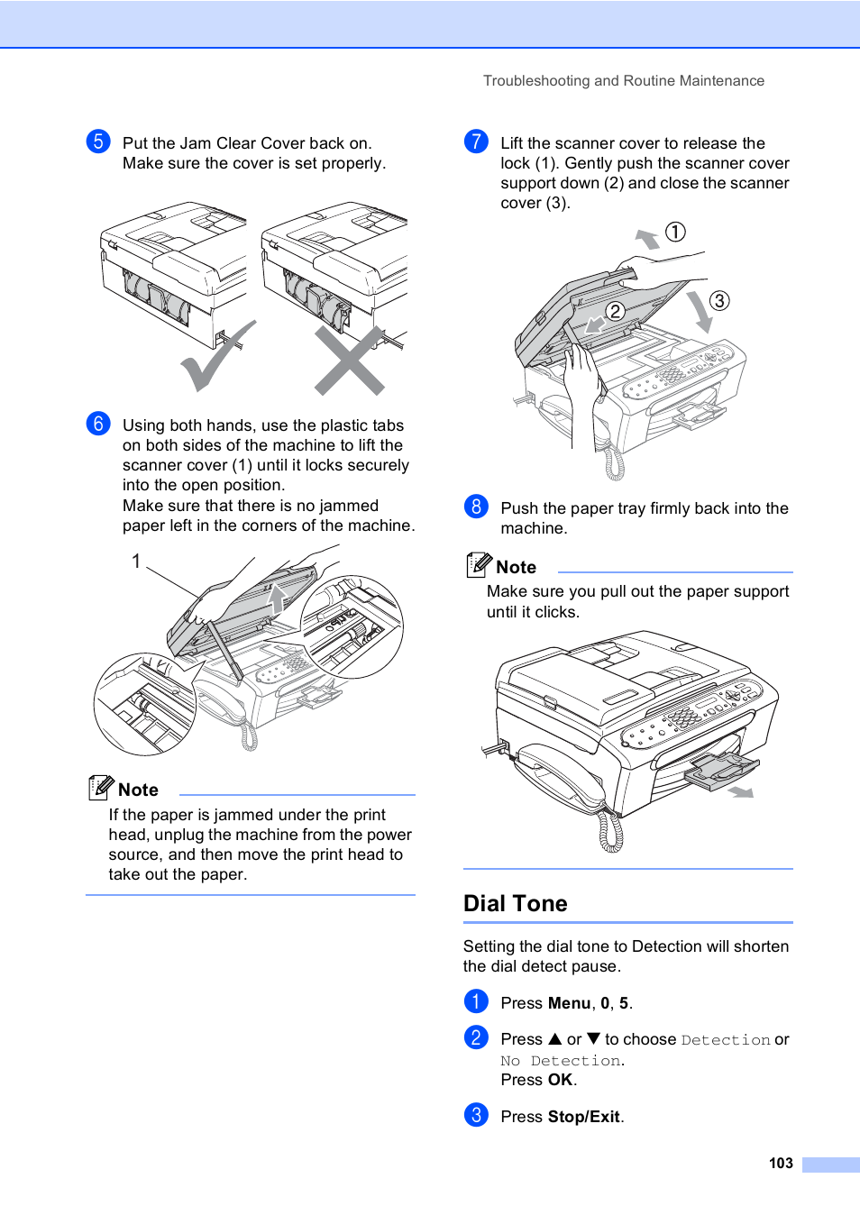 Dial tone | Brother FAX-2480C User Manual | Page 119 / 164
