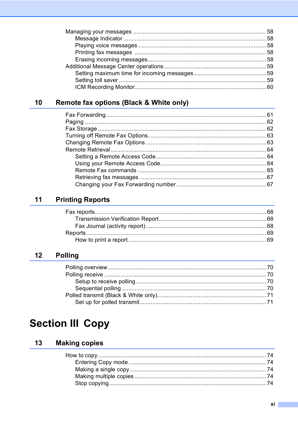 Brother FAX-2480C User Manual | Page 13 / 164