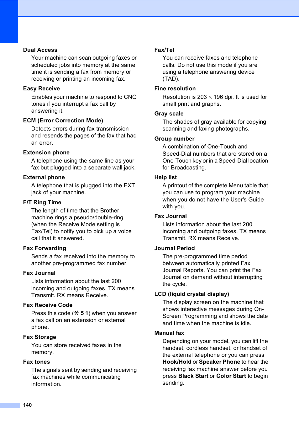 Brother FAX-2480C User Manual | Page 156 / 164