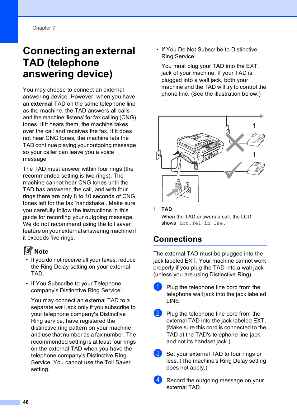 Connections | Brother FAX-2480C User Manual | Page 62 / 164
