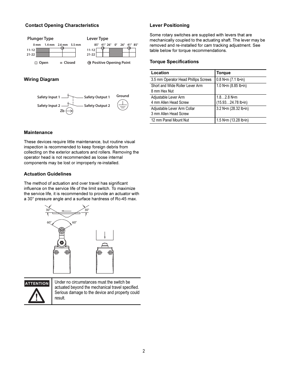 Rockwell Automation 440P Bulletin 440P 2 N.C. Small Metal Safety Position Switches with 4-Pin Male Micro User Manual | Page 2 / 4