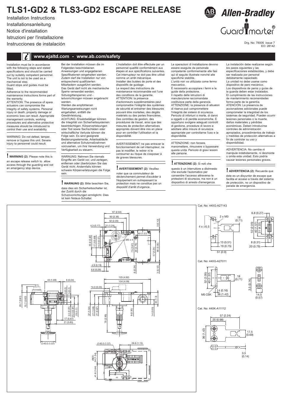 Rockwell Automation 440G-TLS1-GD2_TLS3-GD2 Escape Release User Manual | 4 pages