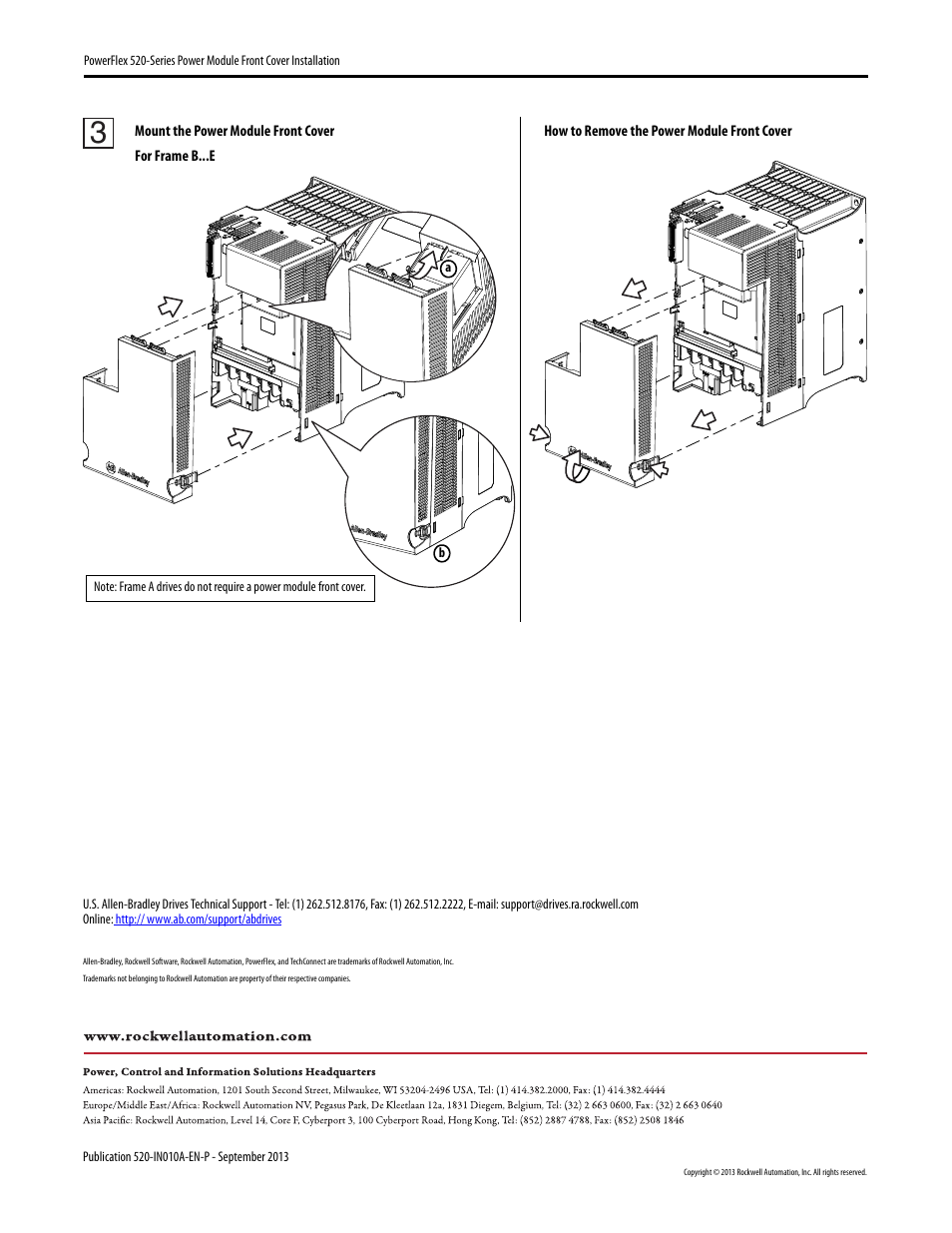 Rockwell Automation 25B PowerFlex 520-Series Power Module Front Cover User Manual | Page 2 / 2