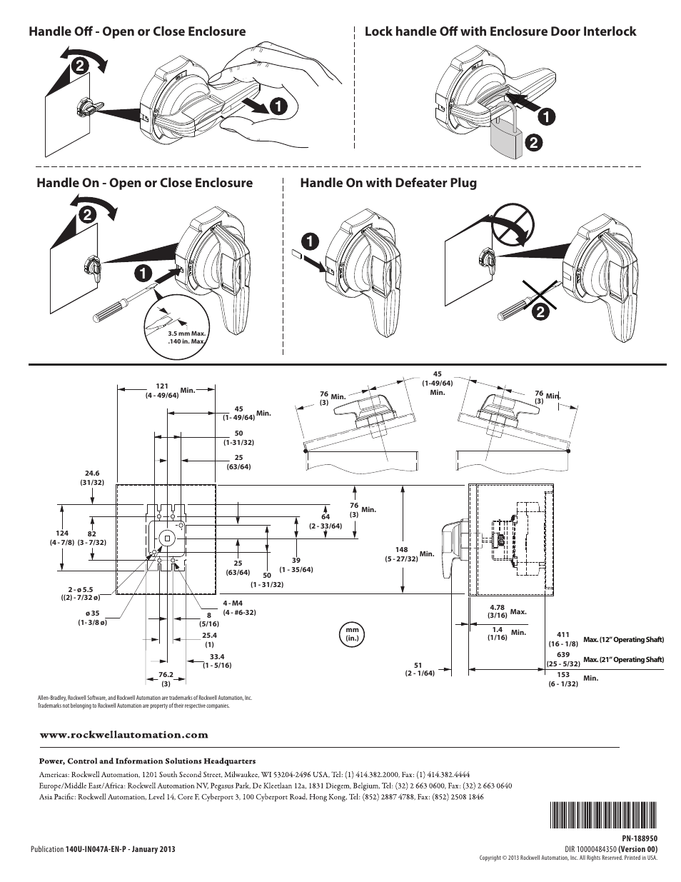 Rockwell Automation 140U-xxx G-Frame C.B. for Variable Depth Rotary Handle Mech. User Manual | Page 4 / 4