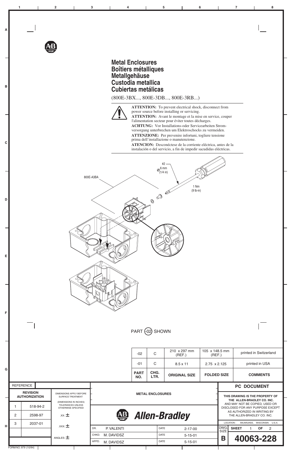 Rockwell Automation 800E-3BX_3DB_3RB Metal Enclosures User Manual | 2 pages