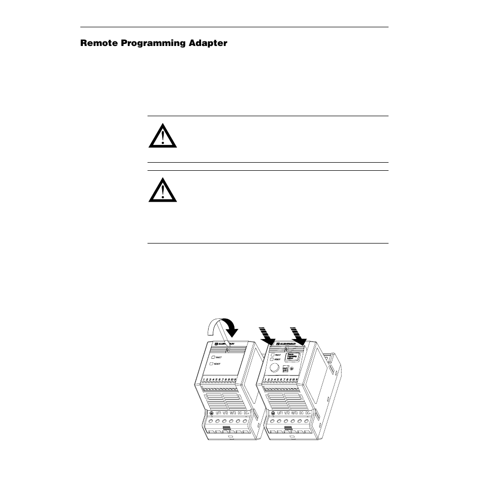 Module removal and adapter installation, Figure 1.2, Remote programming adapter | Removal and installation | Rockwell Automation 160 SSC Remote Keypad User Manual User Manual | Page 6 / 21
