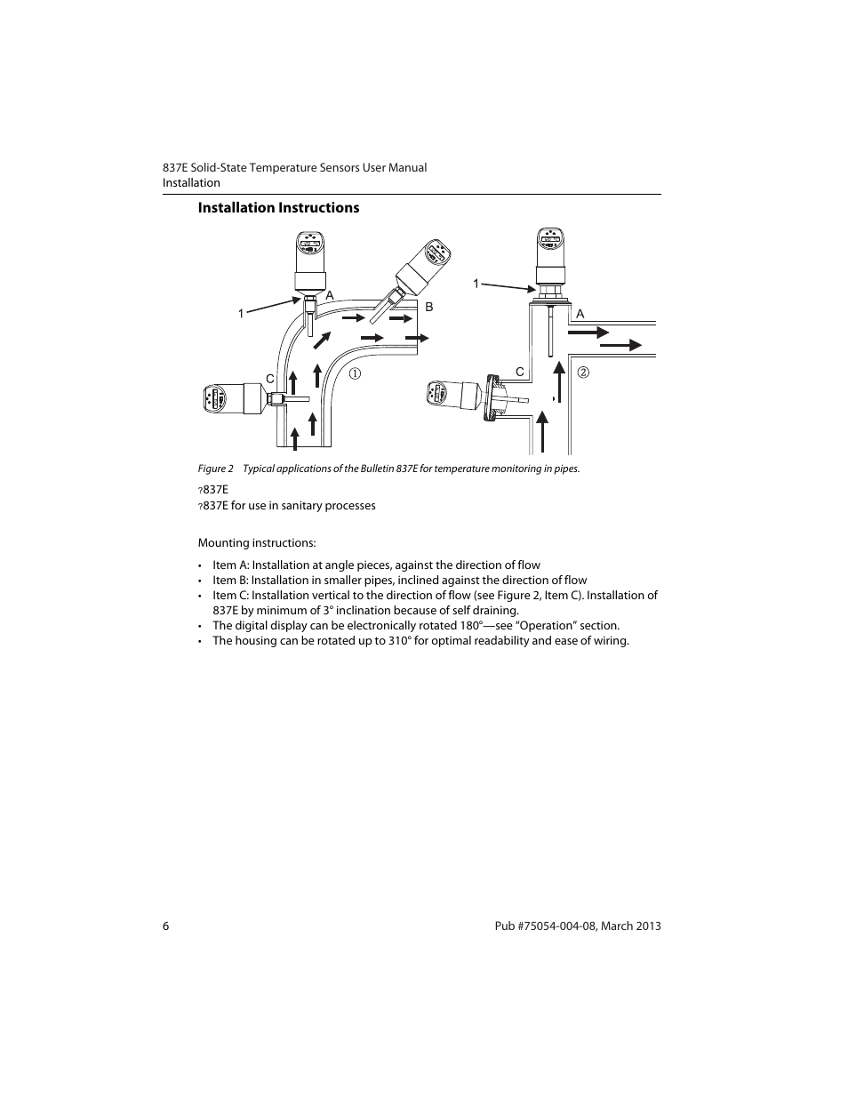 Installation instructions | Rockwell Automation 837E Solid-State Temperature Sensors User Manual | Page 8 / 32