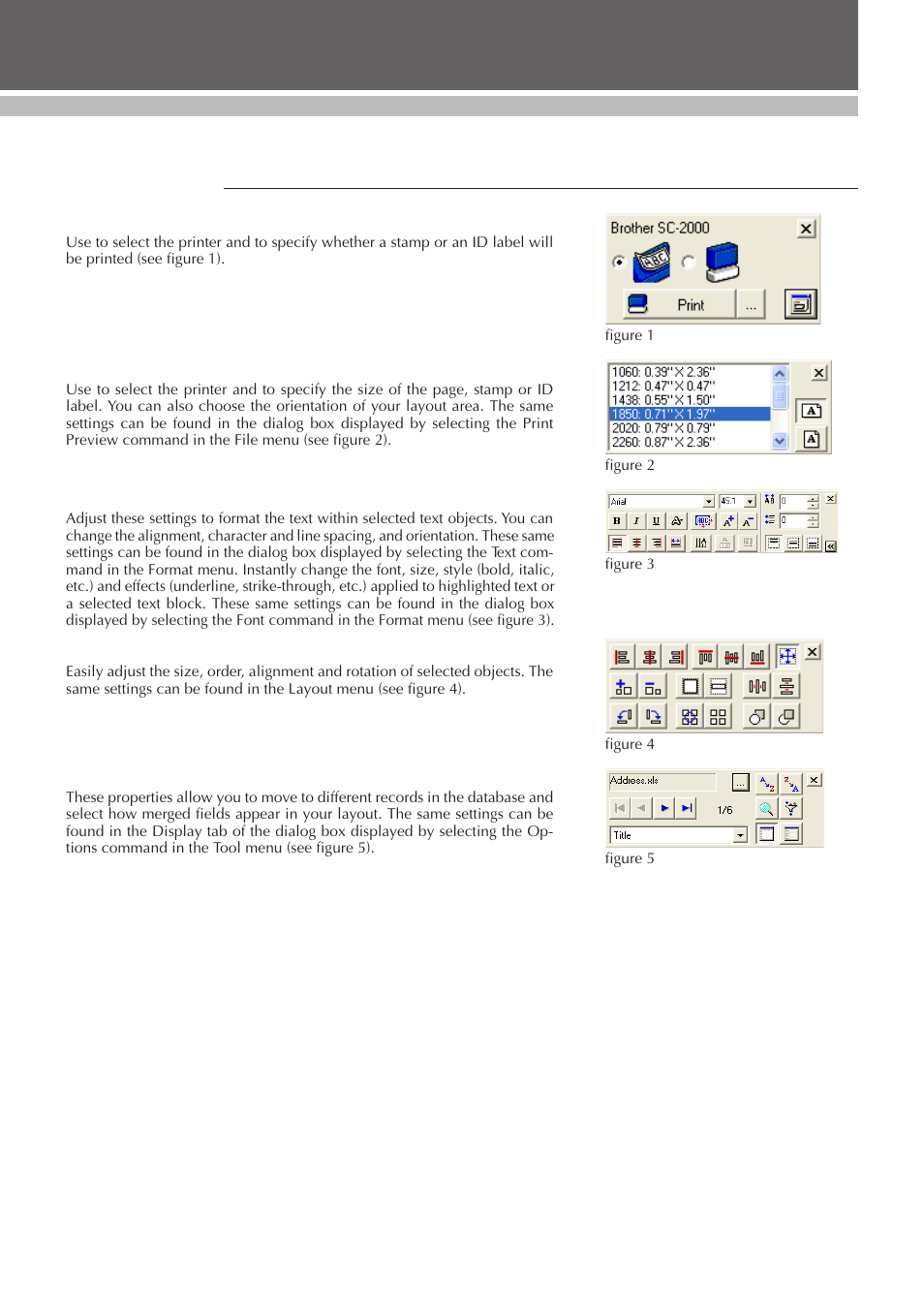 Tools for formatting, Properties dock, Desigining a stamp (stampcreator p-touch editor) | Brother SC-2000 User Manual | Page 22 / 64