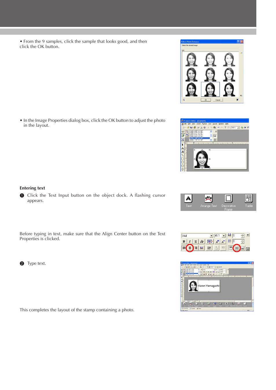 Desigining a stamp (stampcreator p-touch editor) | Brother SC-2000 User Manual | Page 36 / 64