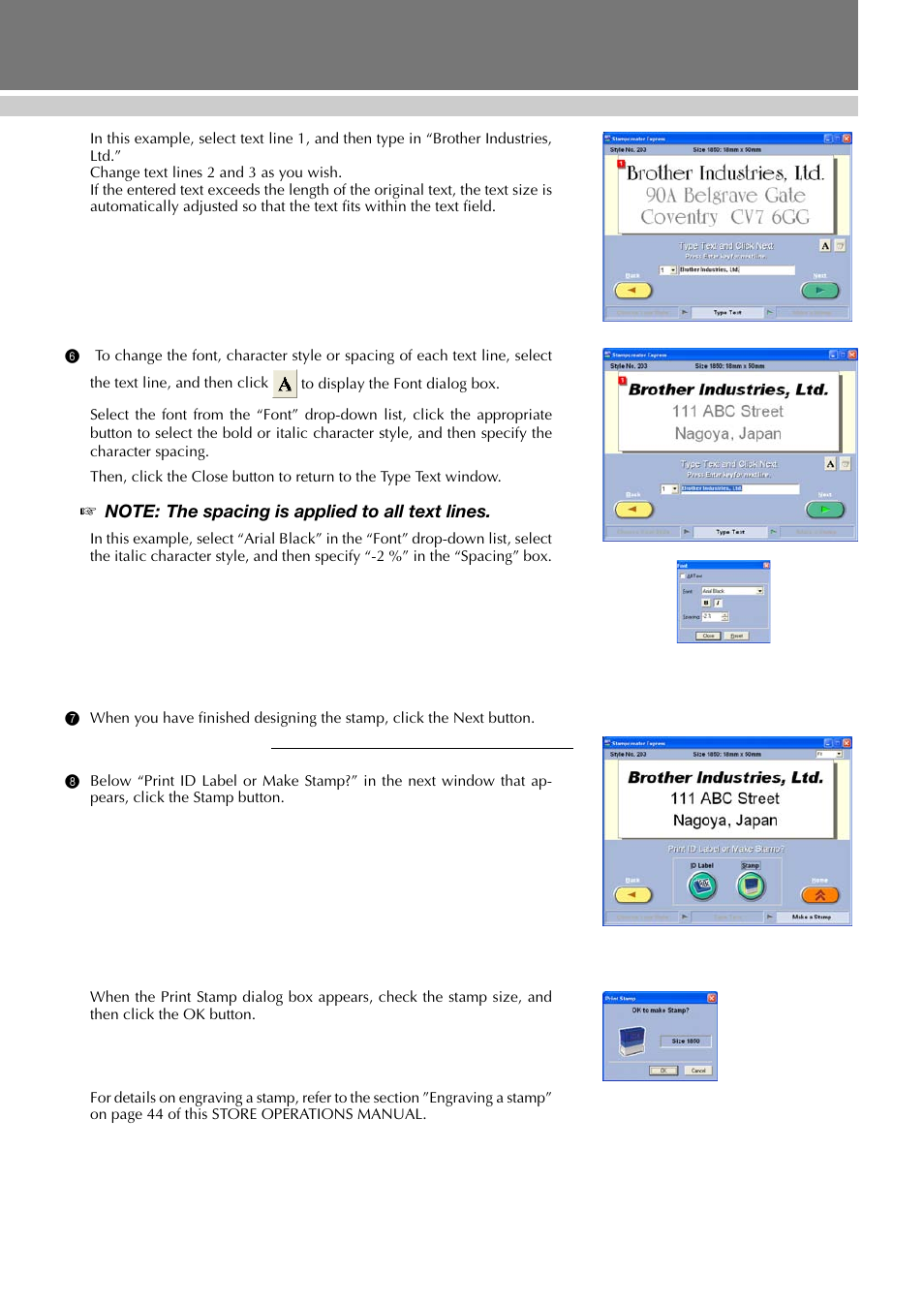 Printing a draft sheet, Desigining a stamp (stampcreator express) | Brother SC-2000 User Manual | Page 40 / 64
