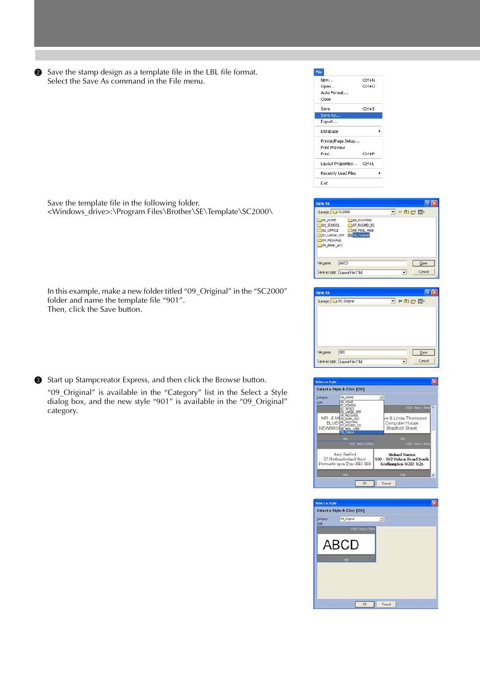 Desigining a stamp (stampcreator express) | Brother SC-2000 User Manual | Page 43 / 64