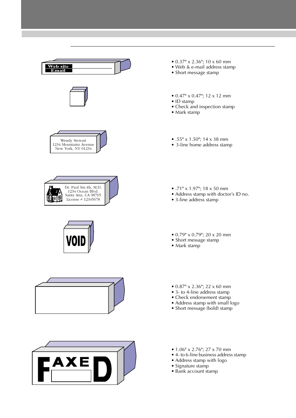 Stamp samples, Supplies & accessories, Pr1060 | Pr1438, Pr1850, Pr2020, Pr2260, Pr2770, Pr1212 | Brother SC-2000 User Manual | Page 59 / 64