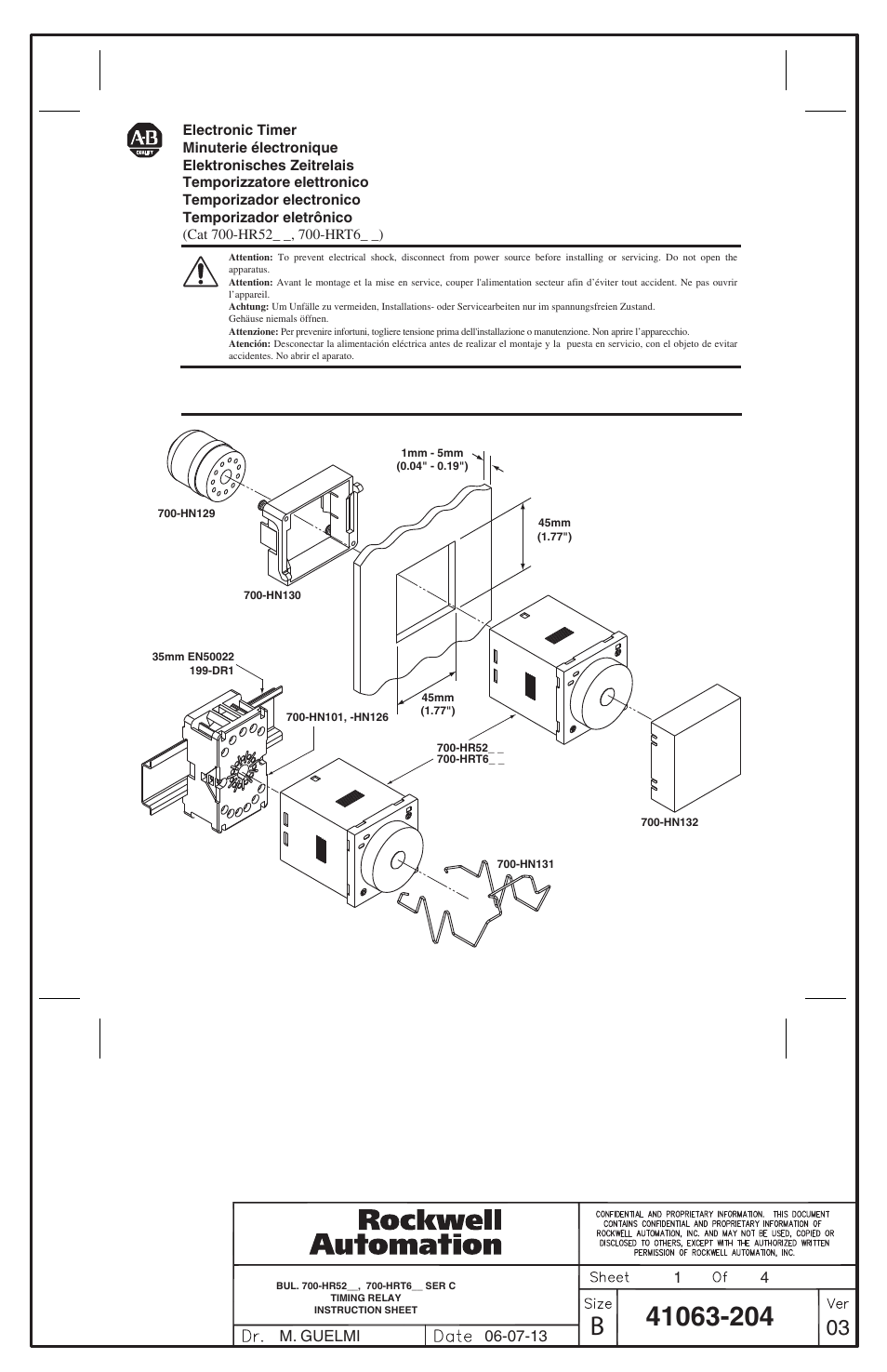 Rockwell Automation 700-HR52xx_HRT6xx Electronic Timer User Manual | 4 pages