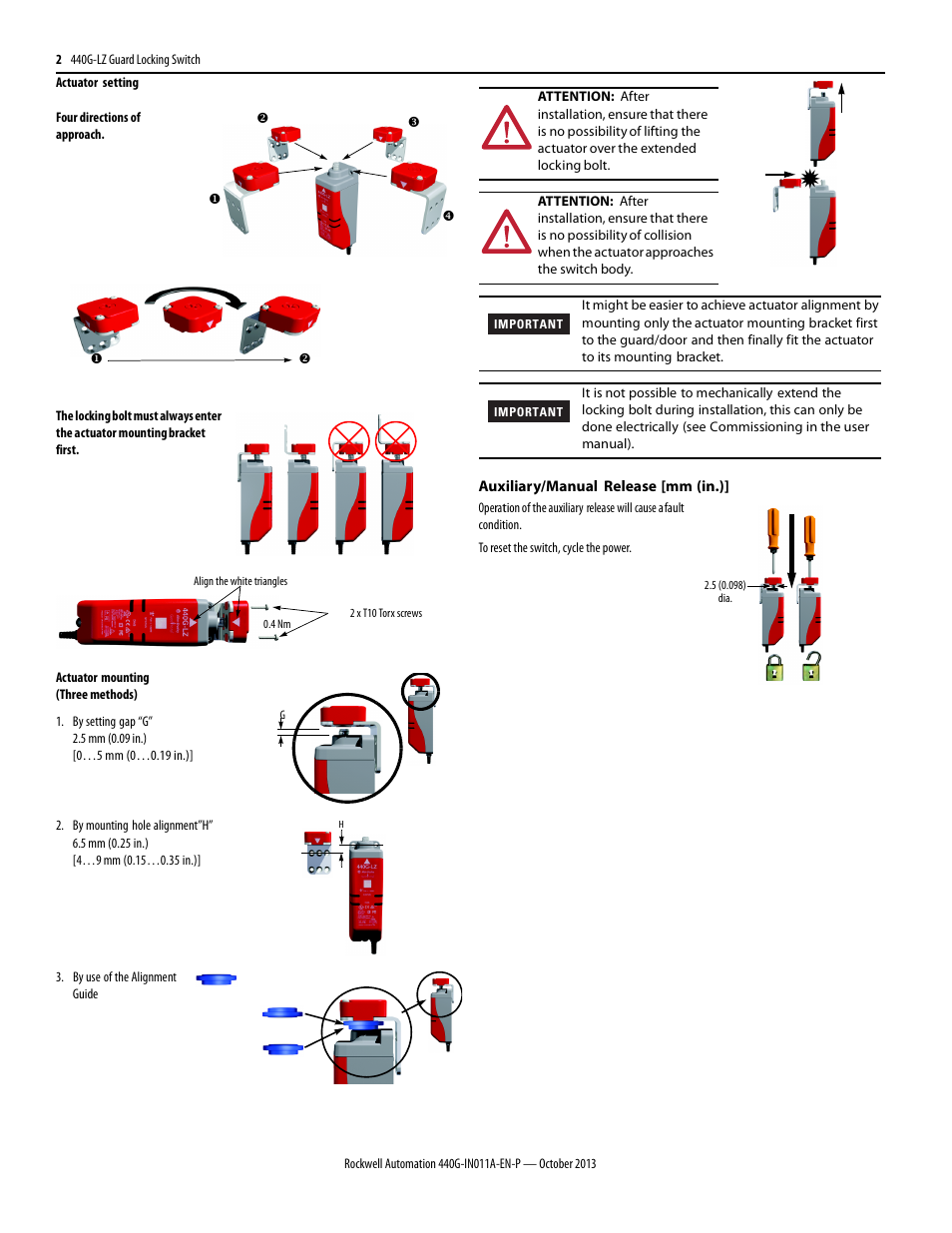 Rockwell Automation 440G-LZ Guard Locking Safety Switch Installation Instructions User Manual | Page 2 / 4