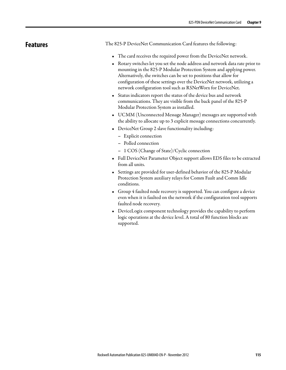 Features | Rockwell Automation 825-P Modular Protection System for Motors User Manual User Manual | Page 115 / 266