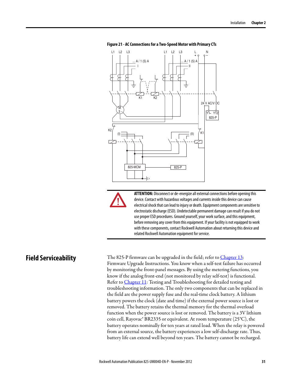 Field serviceability | Rockwell Automation 825-P Modular Protection System for Motors User Manual User Manual | Page 31 / 266