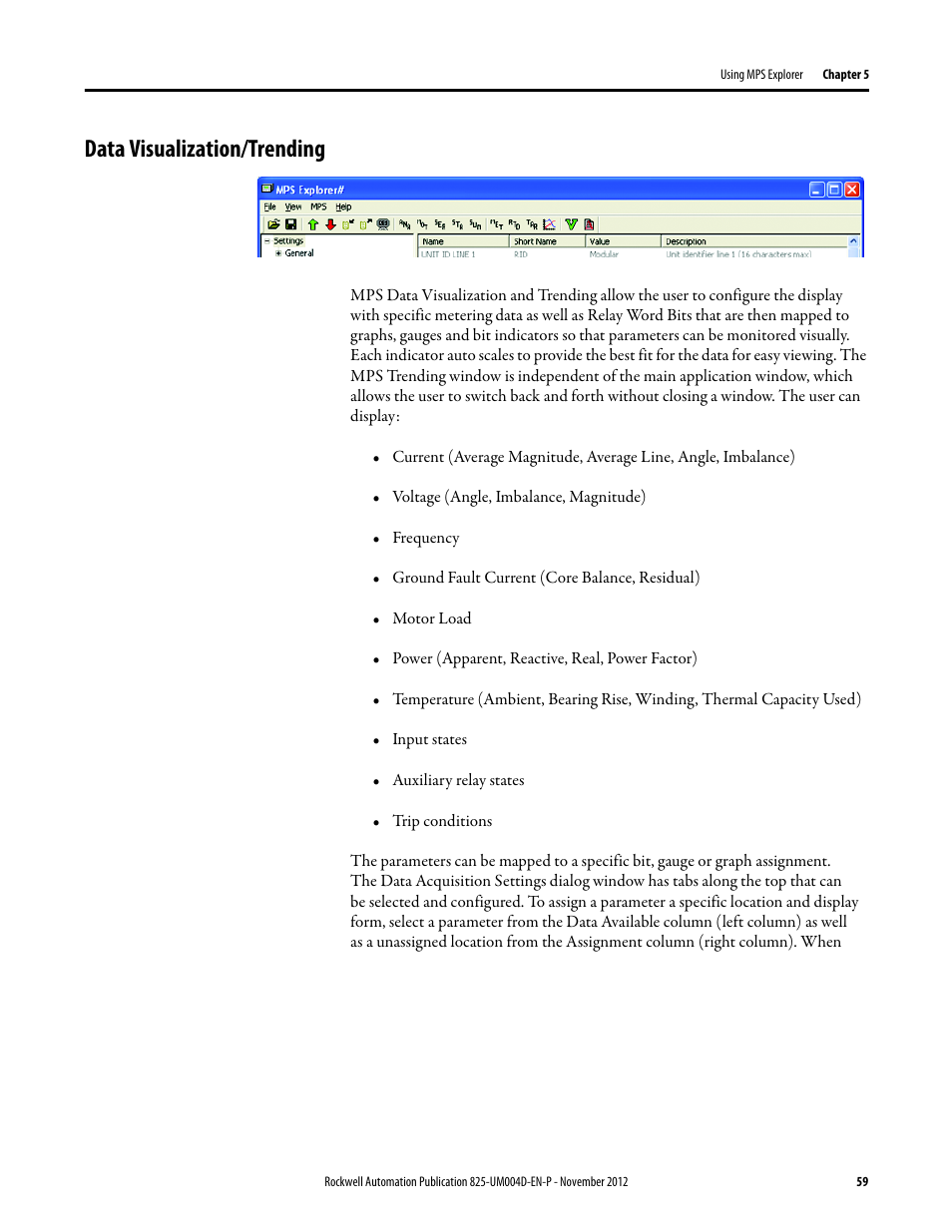 Data visualization/trending | Rockwell Automation 825-P Modular Protection System for Motors User Manual User Manual | Page 59 / 266