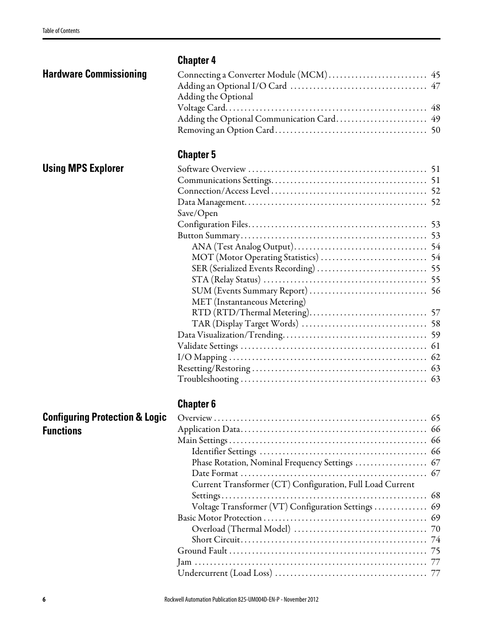 Rockwell Automation 825-P Modular Protection System for Motors User Manual User Manual | Page 6 / 266