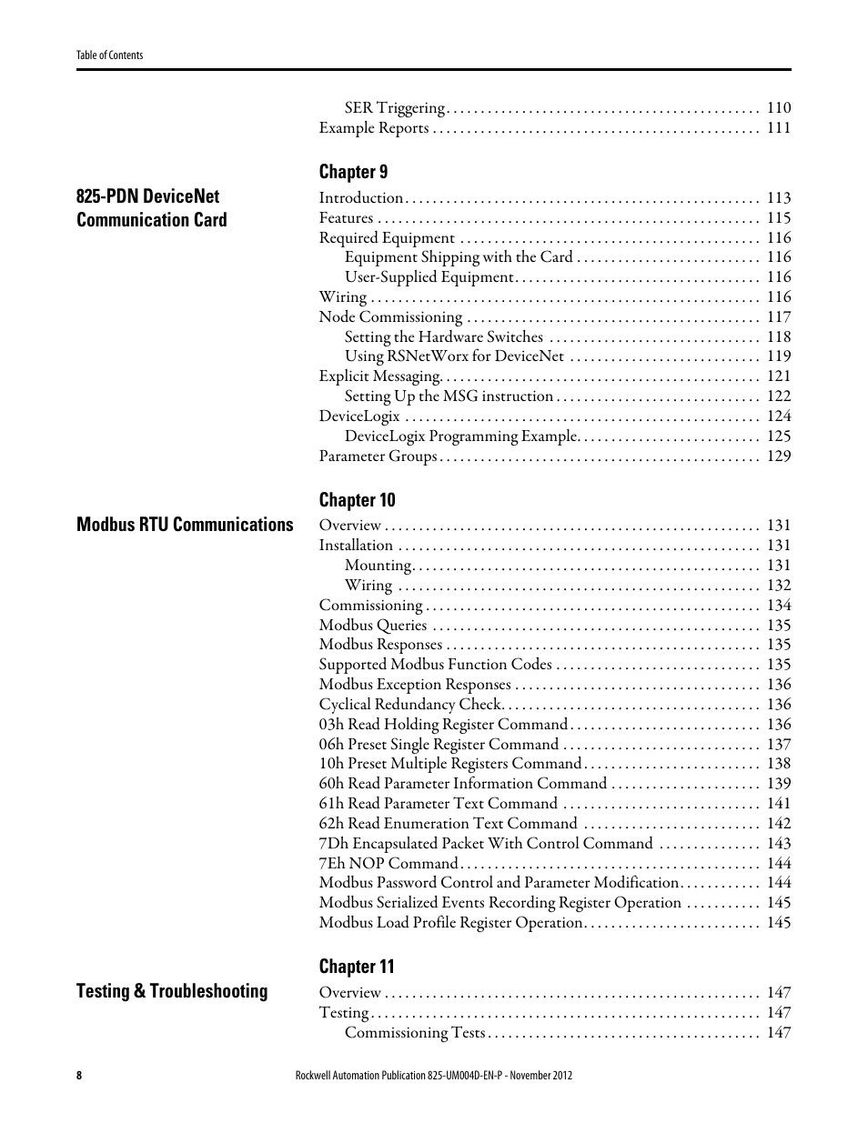 Rockwell Automation 825-P Modular Protection System for Motors User Manual User Manual | Page 8 / 266